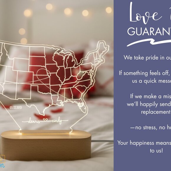 Custom LED Map Light • Personalized Valentine’s Gift • Long Distance Gift - Picture 6 of 8